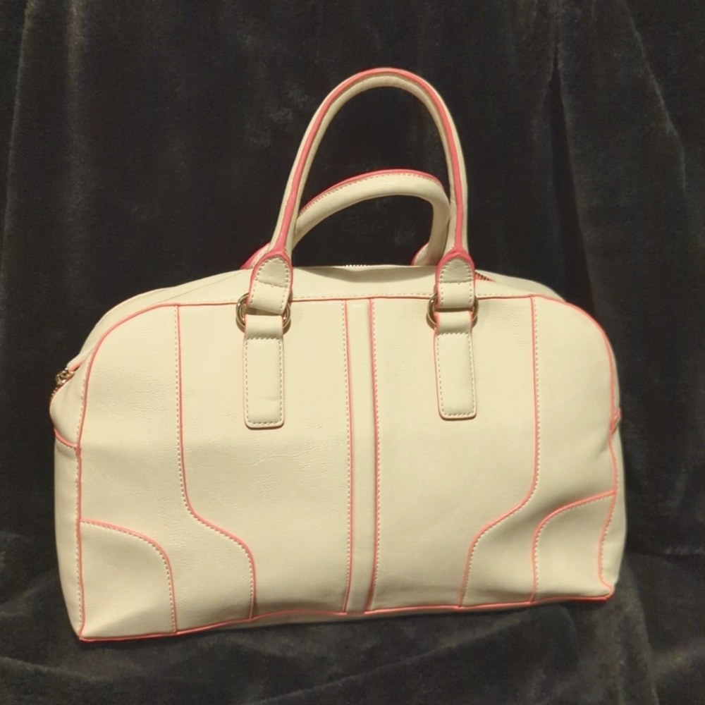 Leather ALDO Pink/Tan medium satchel bag/purse with floral lining